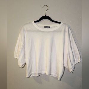 Oversized white Zara tee with bell sleeves